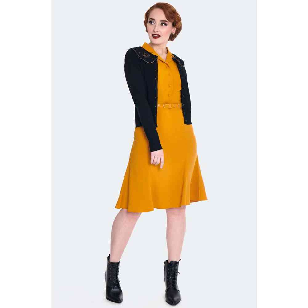 Voodoo Vixen - Embroidered Moon Phases Collar Cardigan - Zwart